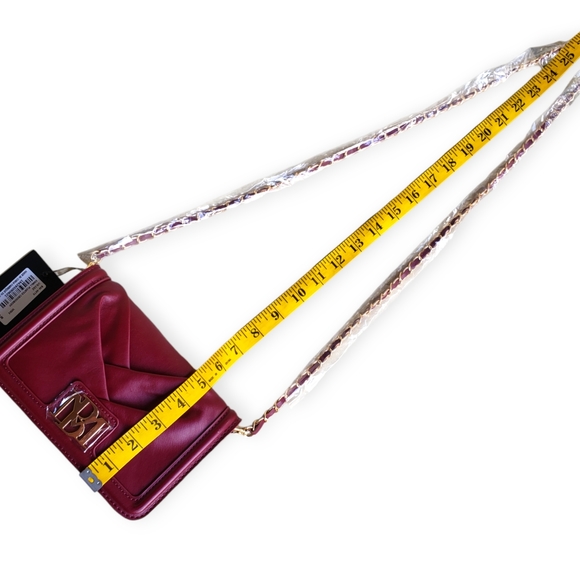 NWT BADGLEY MISCHKA Pleated Wine Colored Crossbody Bag - Picture 8 of 11